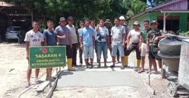 Dua Pekan Kegiatan TMMD Rohil, Semenisasi Jalan Tolu Rampung 100 Persen