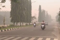Kabut Asap Tebal Selimuti Kota di Riau